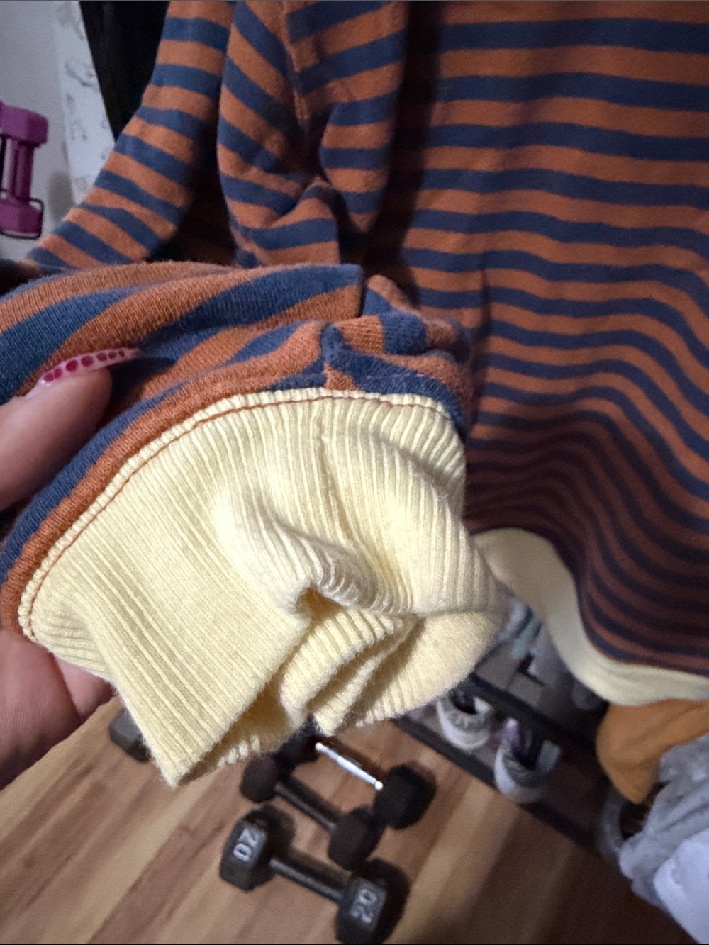 Free People Striped Crewneck in Rust, Navy & Yellow Trim - Picture 4 of 5